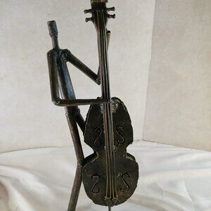 Z Gallerie Art Tube Sculpture Metal Bassist Upright Bass Double Brutalist Cello